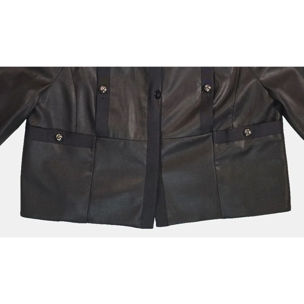 Per Se Women's Size 12 Black Fashion Jacket Blazer Raglan Sleeve Unique Elements